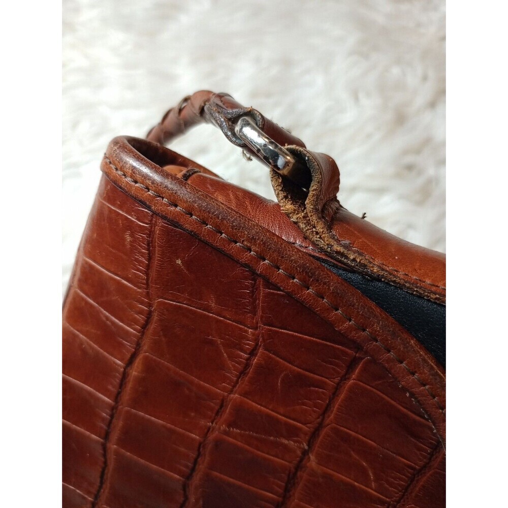 Brighton Vintage Brown Croc Leather Western Shoulder Bag No. 843895 - Picture 12 of 16